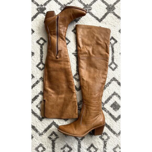 MATISSE Women's Tan Leather Over The Knee Extra Tall Riding Boots Sz 6.5M Boho - Picture 3 of 13